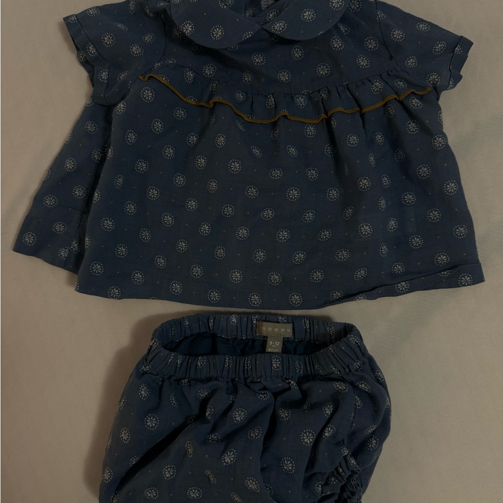 Charming Navy Polka Dot Kids Dress Set Coconut spanish baby dress